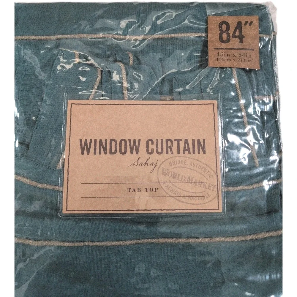 World Market Sahaj Teal Green Window Curtain Panels 45